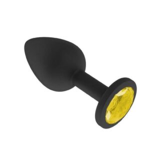 Анальная втулка Джага-Джага силиконовая, черная с желтым кристаллом