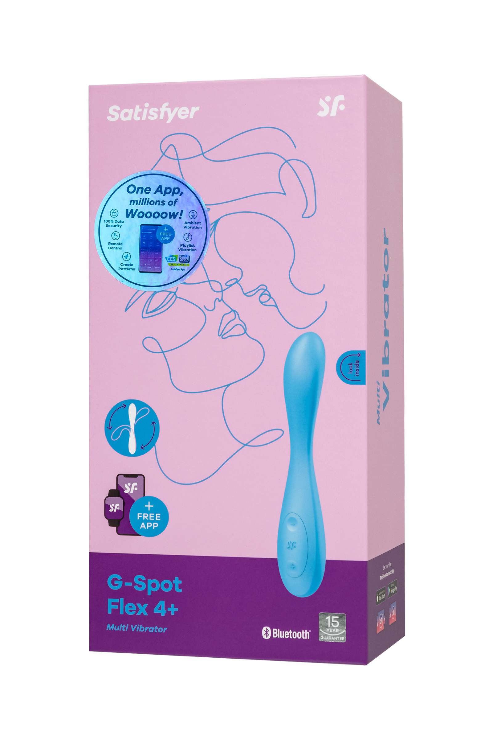 Вагинально-клиторальный вибратор с фиксацией формы Satisfyer G-Spot Flex 4+, голубой