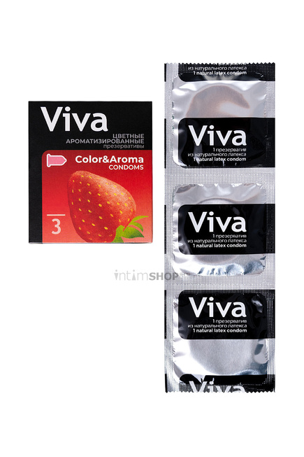 Презервативы Viva цветные ароматизированные, 3 шт от IntimShop