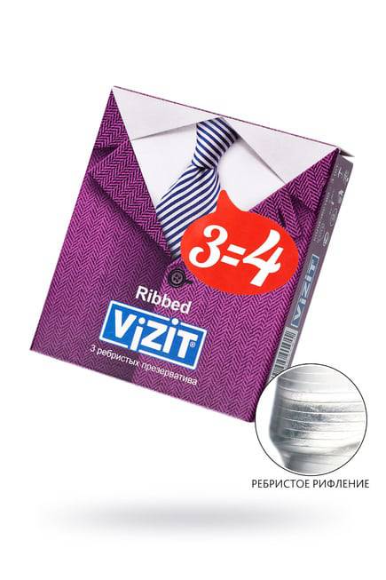 Презервативы Vizit Ribbed, ребристые, 3 шт