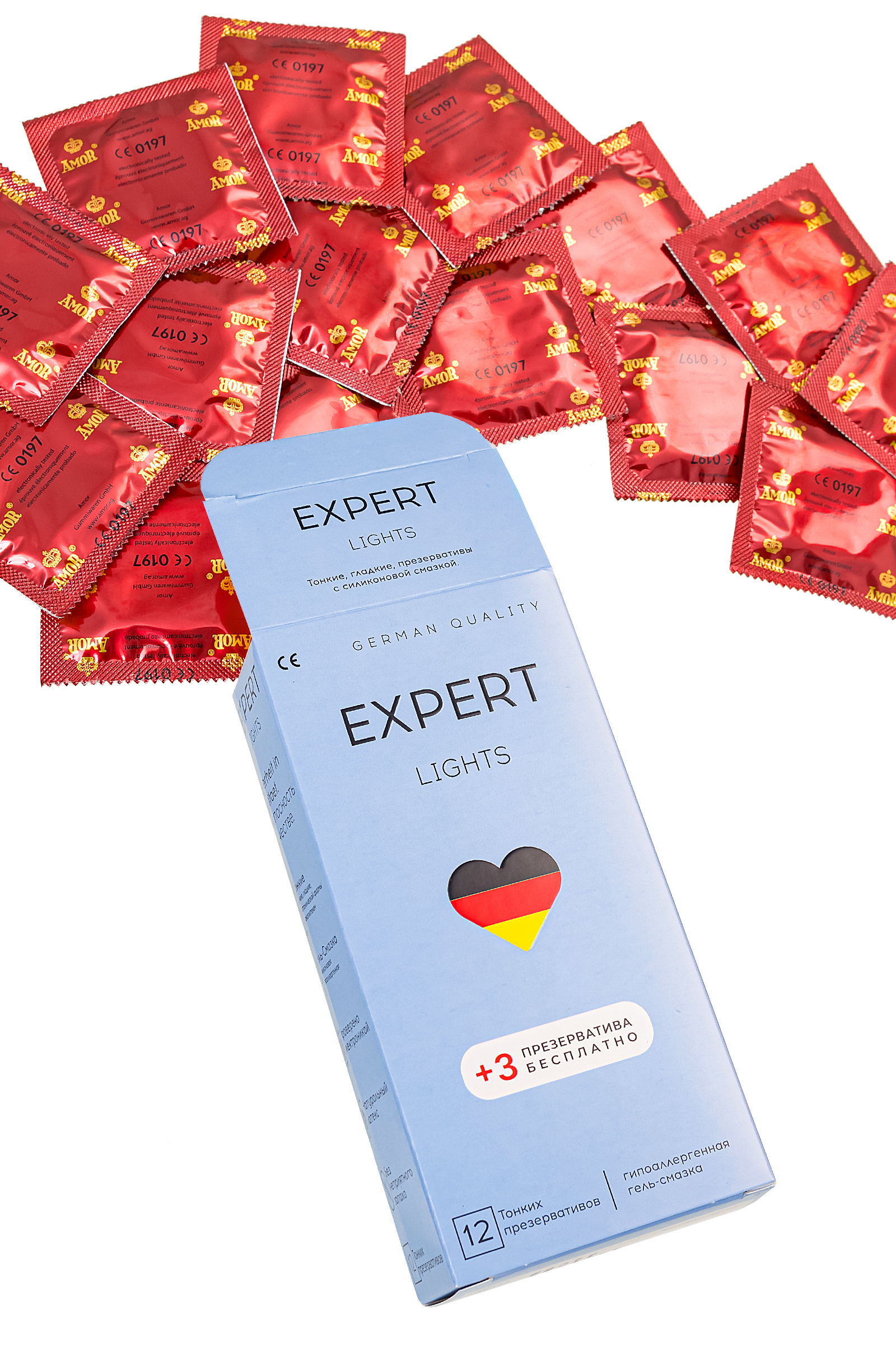 Презервативы тонкие Amor Expert Lights, 12 шт + 3 шт