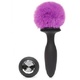 Вибропробка Happy Rabbit S с кристаллом и фиолетовым мехом, черная