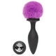 Вибропробка Happy Rabbit L с кристаллом и фиолетовым мехом, черная