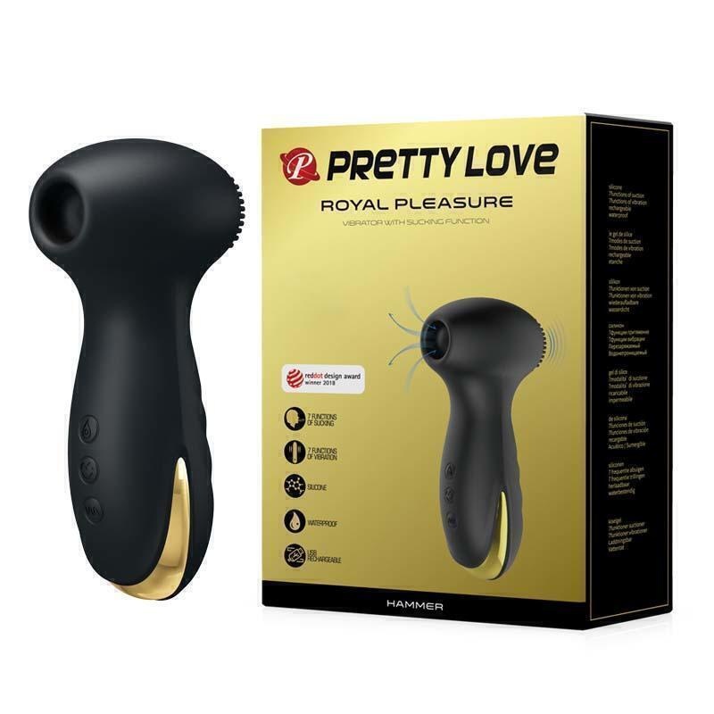 Вакуумный стимулятор клитора с вибрацией PrettyLove Hammer Royal Pleasure, черный