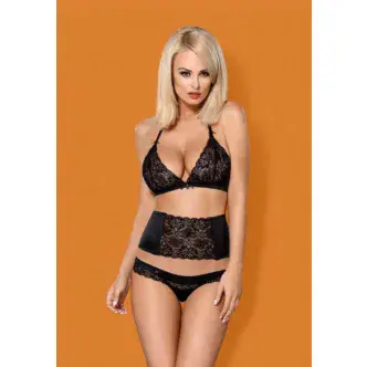 Комплект кружевной с широким поясом и трусиками Obsessive, S/M