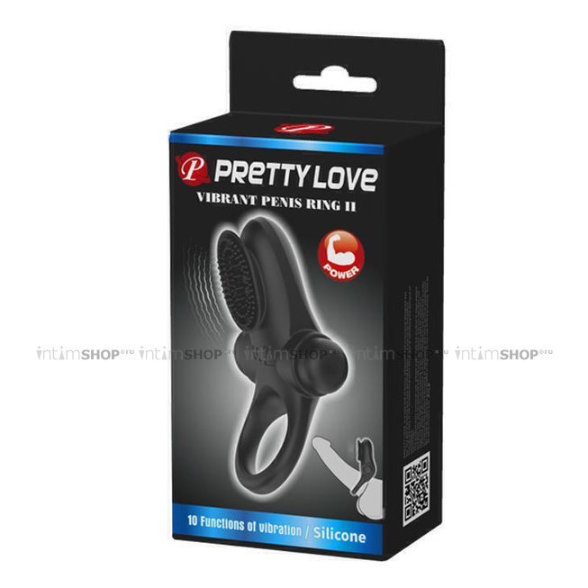 Эрекционное виброкольцо Pretty Love Vibrant Penis Ring II, черный от IntimShop