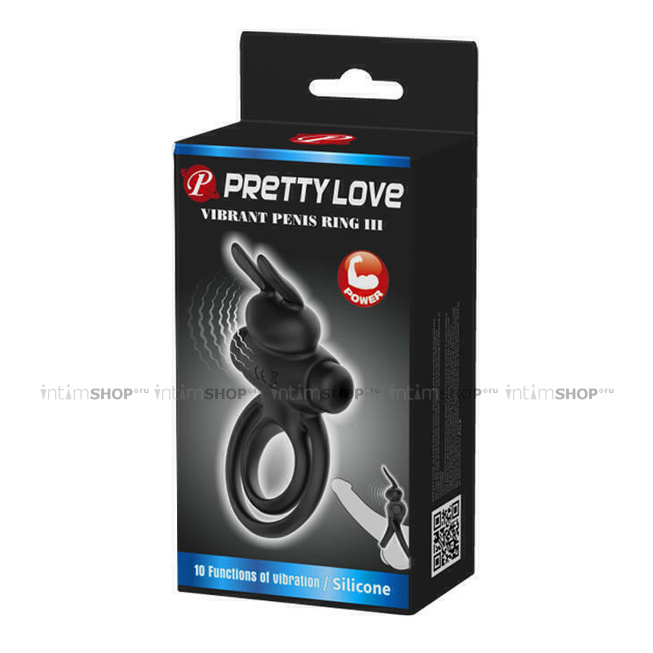 Эрекционное виброкольцо Pretty Love Vibrant Penis Ring III, черный от IntimShop