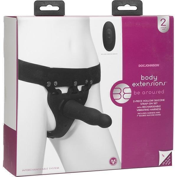 Полый вибрострапон с пультом ДУ Doc Johnson Body Extensions™ BE Aroused, черный