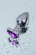 Анальная пробка Metal by Toyfa с кристаллом-сердце цвета аметист, серебристая