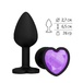 Анальная втулка Джага-Джага силиконовая, черная с фиолетовым кристаллом сердце 