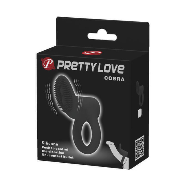 Эрекционное виброкольцо со стимуляцией клитора Pretty Love Cobra , черный от IntimShop