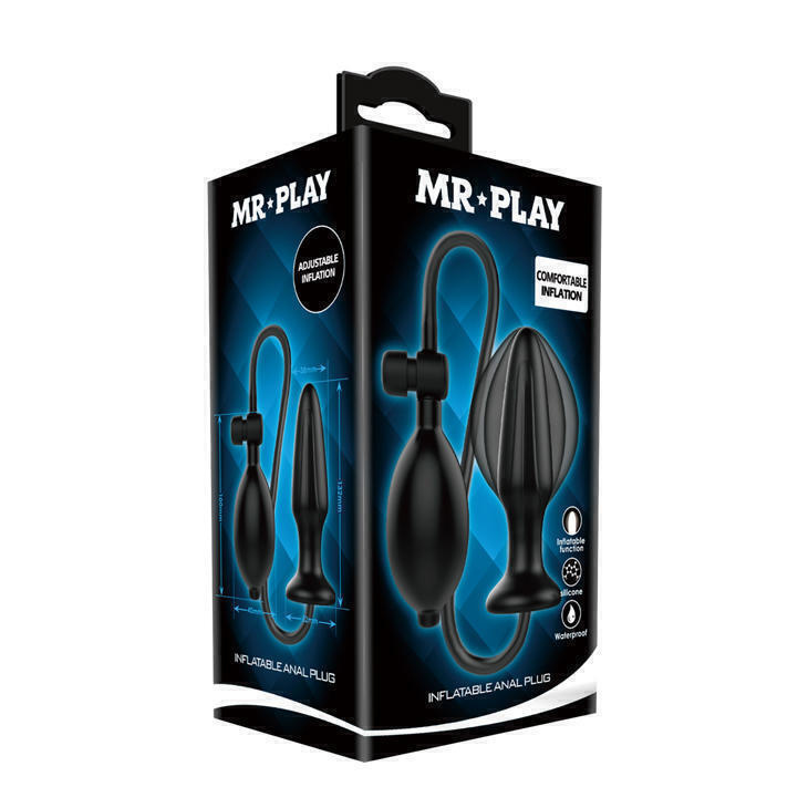 Анальная пробка с эффектом увеличения Baile Mr. Play Inflatable Anal Plug, черная 