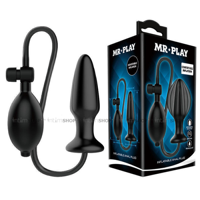 Анальная пробка с эффектом увеличения Baile Mr. Play Inflatable Anal Plug, черная - фото 1