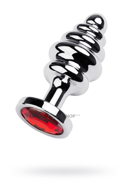 фото Анальный пробка Toyfa Metal с кристаллом цвета рубин, серебристый 
