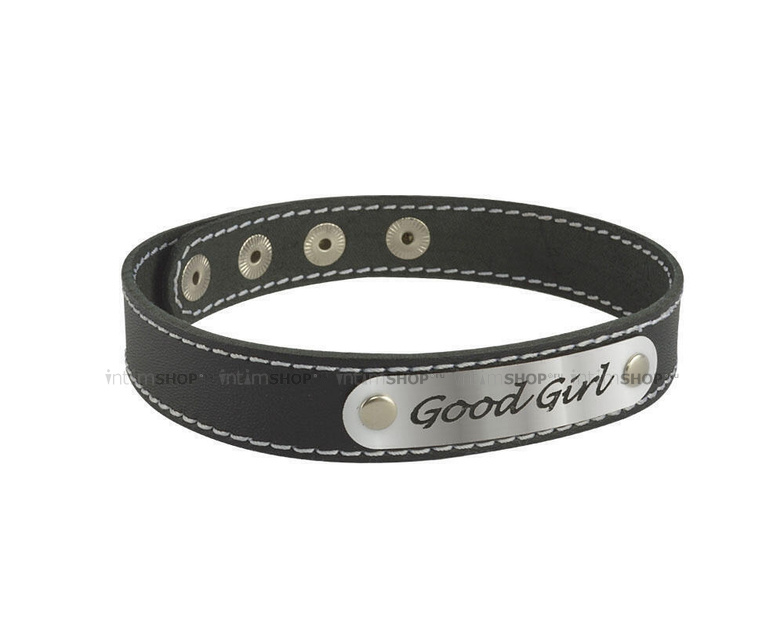 

Чокер Sitabella с белой строчкой и надписью Good Girl, черный