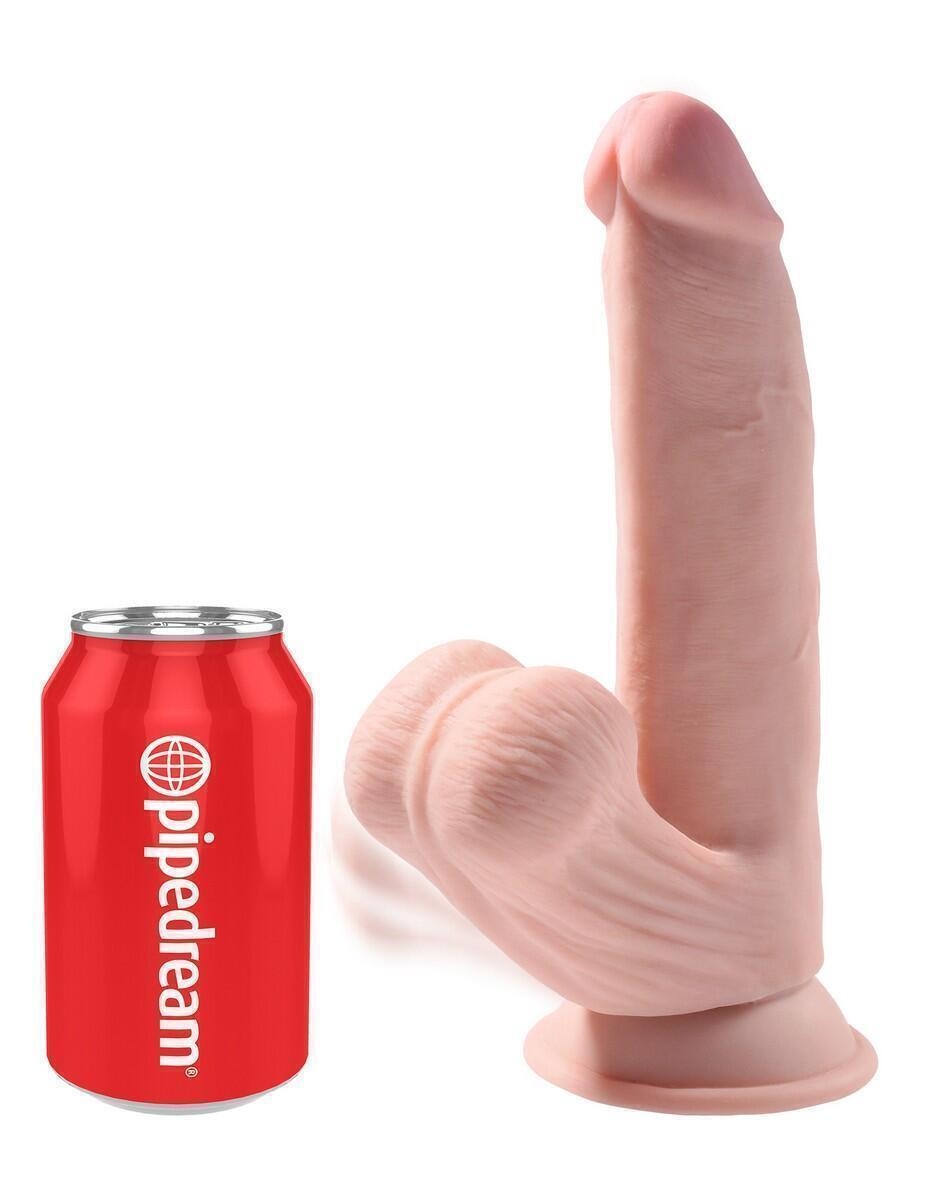 Фаллоимитатор с подвижной мошонкой Pipedream King Cock Plus Triple Density 24,5 см, телесный