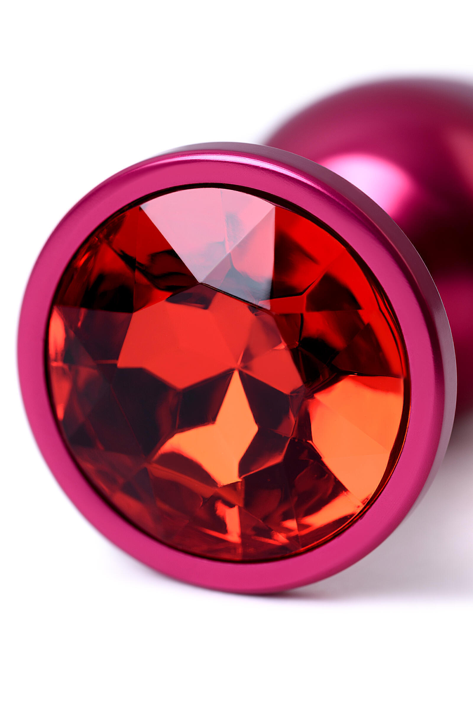 Анальная пробка Toyfa Metal с кристалом цвета рубин, 7,2 см, красный