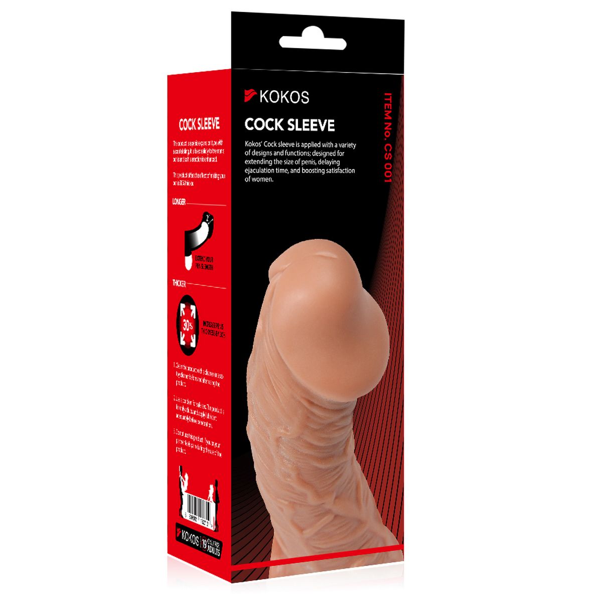 Насадка на член Kokos Cock Sleeve 001 M с подхватом мошонки, телесная
