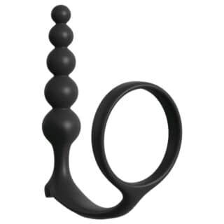 Эрекционное кольцо с анальной пробкой Pipedream Ass-gasm Cockring Anal Beads, черный