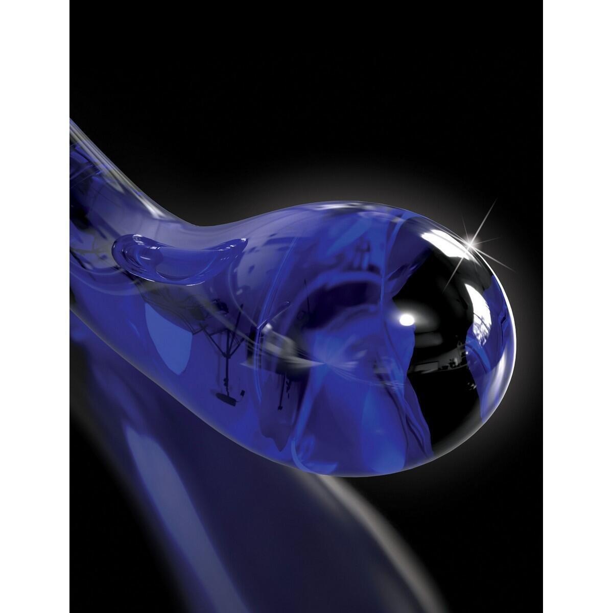 Стеклянный фаллоимитатор Pipedream с силиконовой присоской, синий 