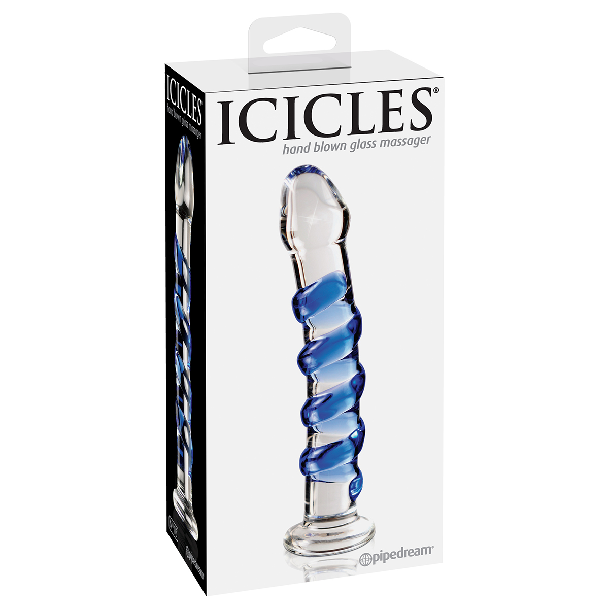 Стимулятор Pipedream Icicles со спиралью 17.8, бесцветный с синим