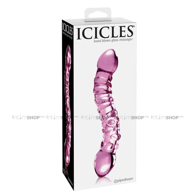 Стеклянный стимулятор Pipedream Icicles No. 55 Clear, розовый от IntimShop