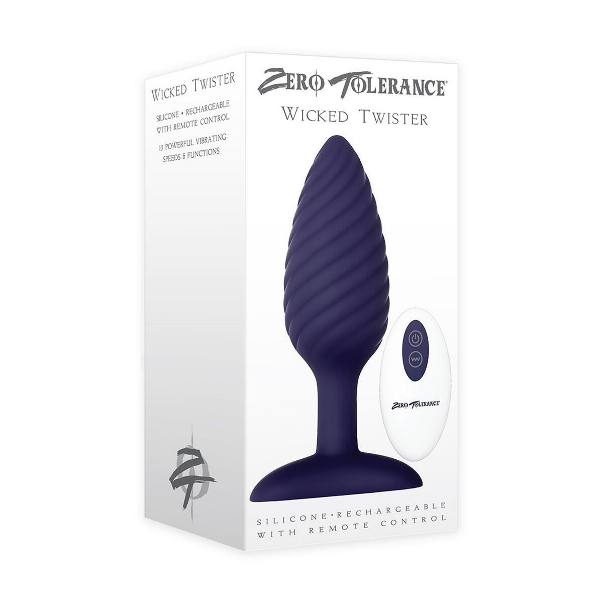 Анальная вибропробка Evolved Zero Tolerance Wicked Twister и пультом ДУ, синяя