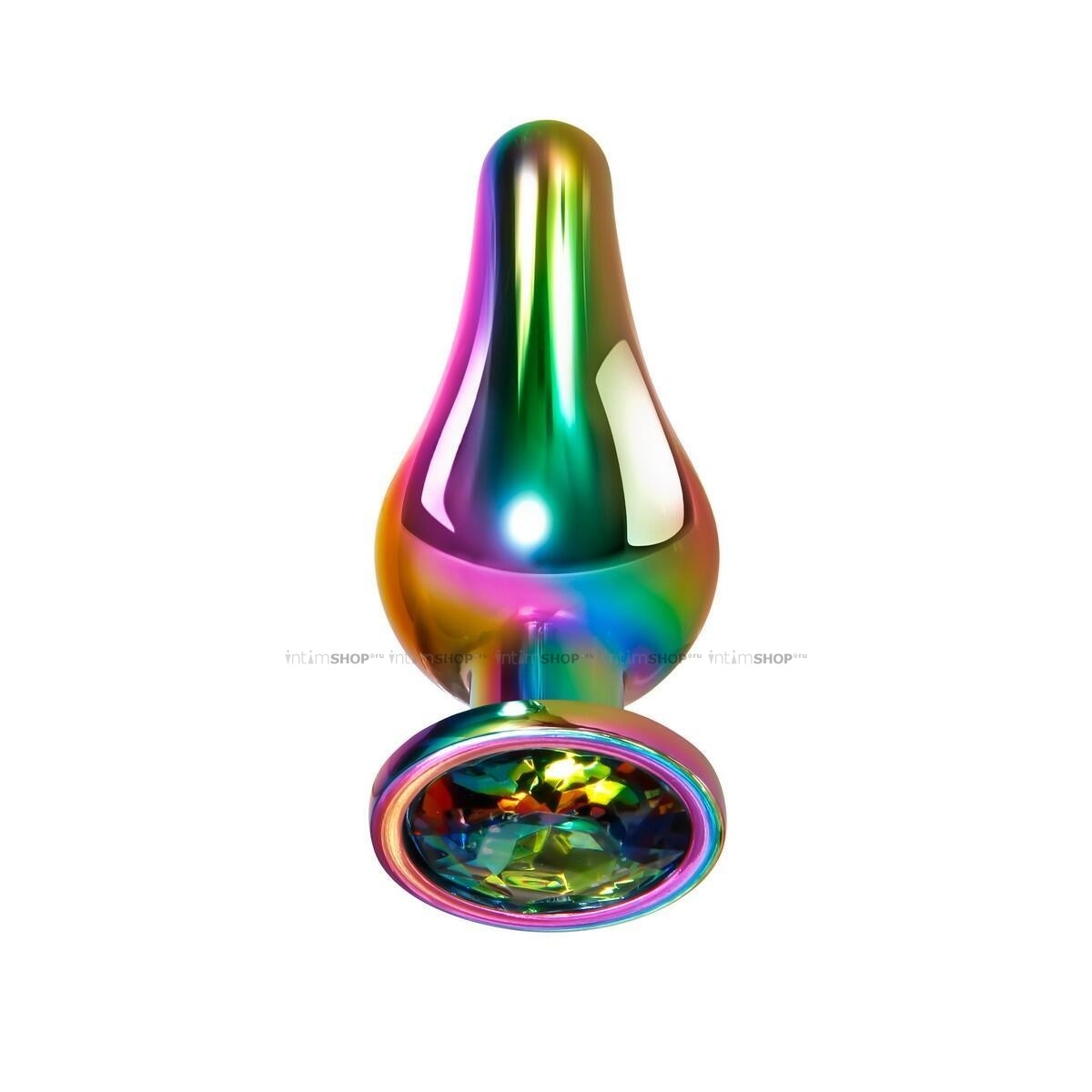 Анальная пробка Evolved Rainbow Metal S с разноцветным кристаллом, разноцветная