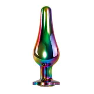 Анальная пробка Evolved Rainbow Metal S с радужным кристаллом, разноцветная