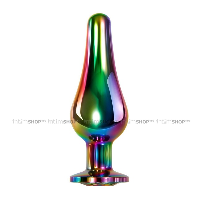 фото Анальная пробка Evolved Rainbow Metal S с радужным кристаллом, разноцветная
