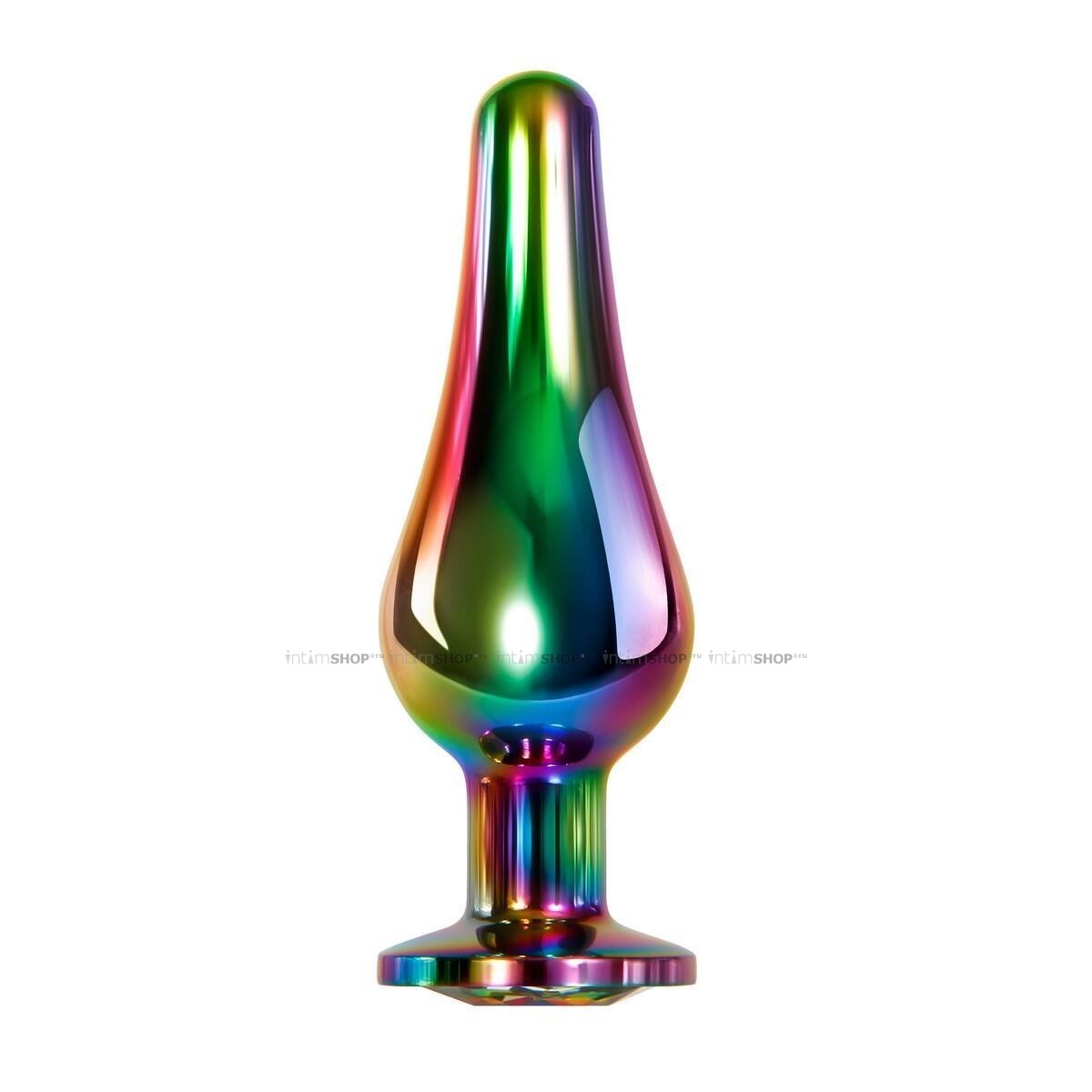 Анальная пробка Evolved Rainbow Metal S с разноцветным кристаллом, разноцветная