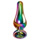 Анальная пробка Evolved Rainbow Metal M с разноцветным кристаллом, разноцветная