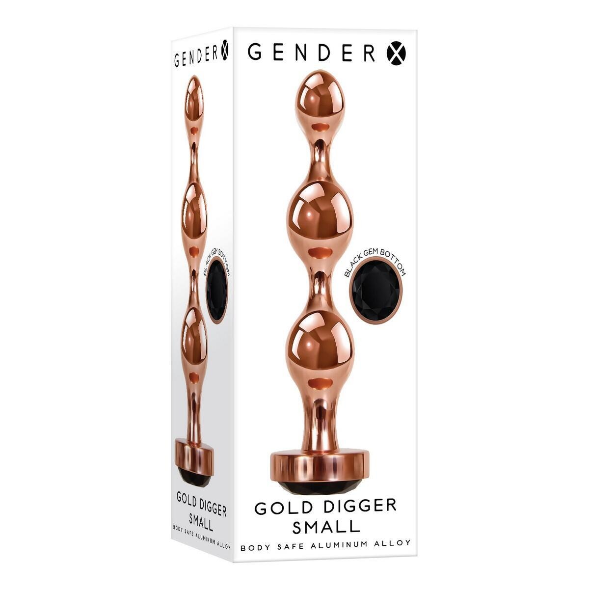 Анальная ёлочка Evolved Gender X Gold Digger S с черным кристаллом, золотистая