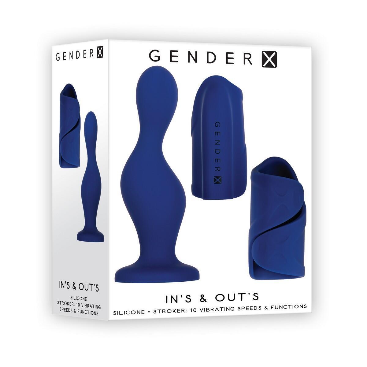 Набор с анальным стимулятором и мастурбатором Evolved Gender X In's & Out's, синий