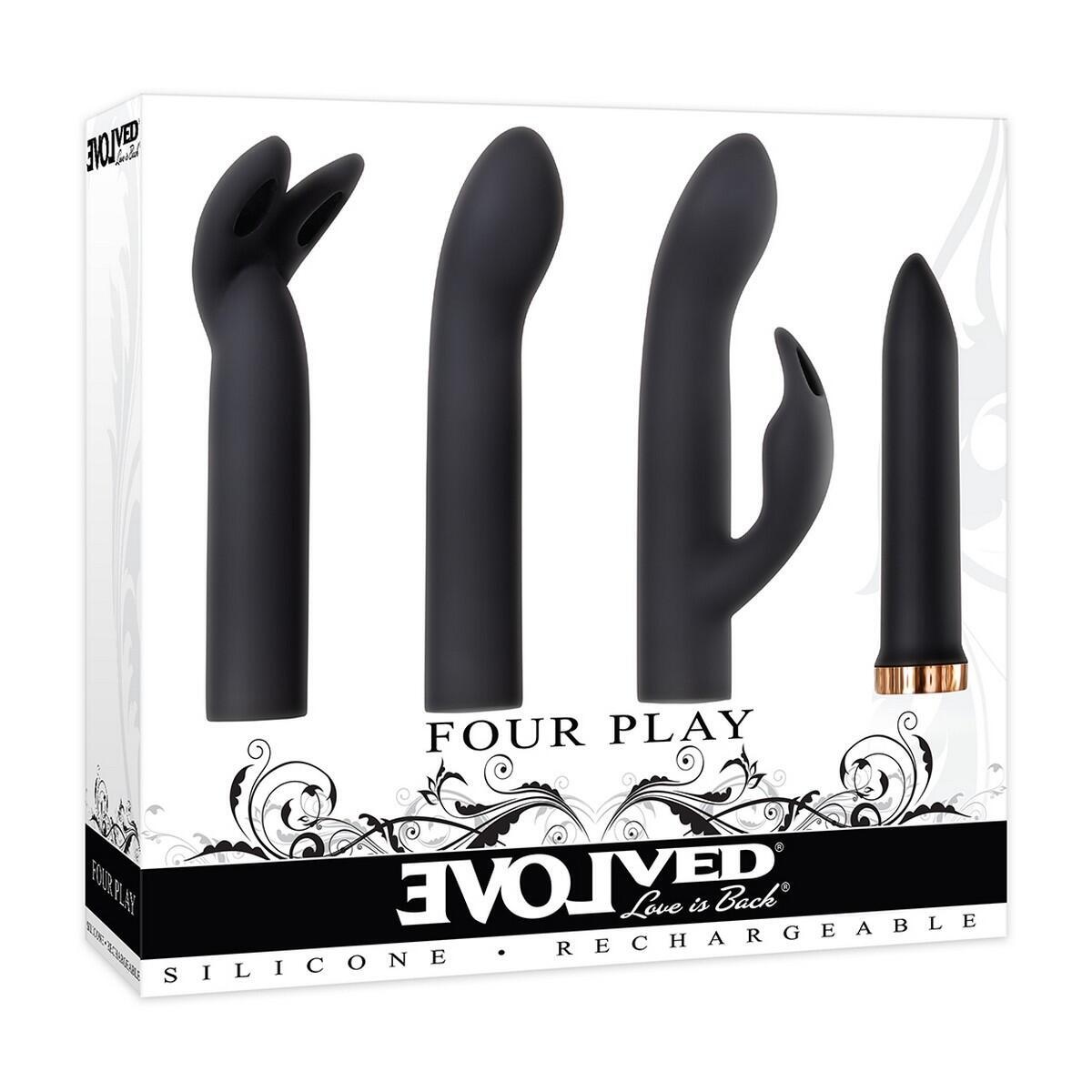 Вибропуля Evolved Four Play с тремя насадками, черная