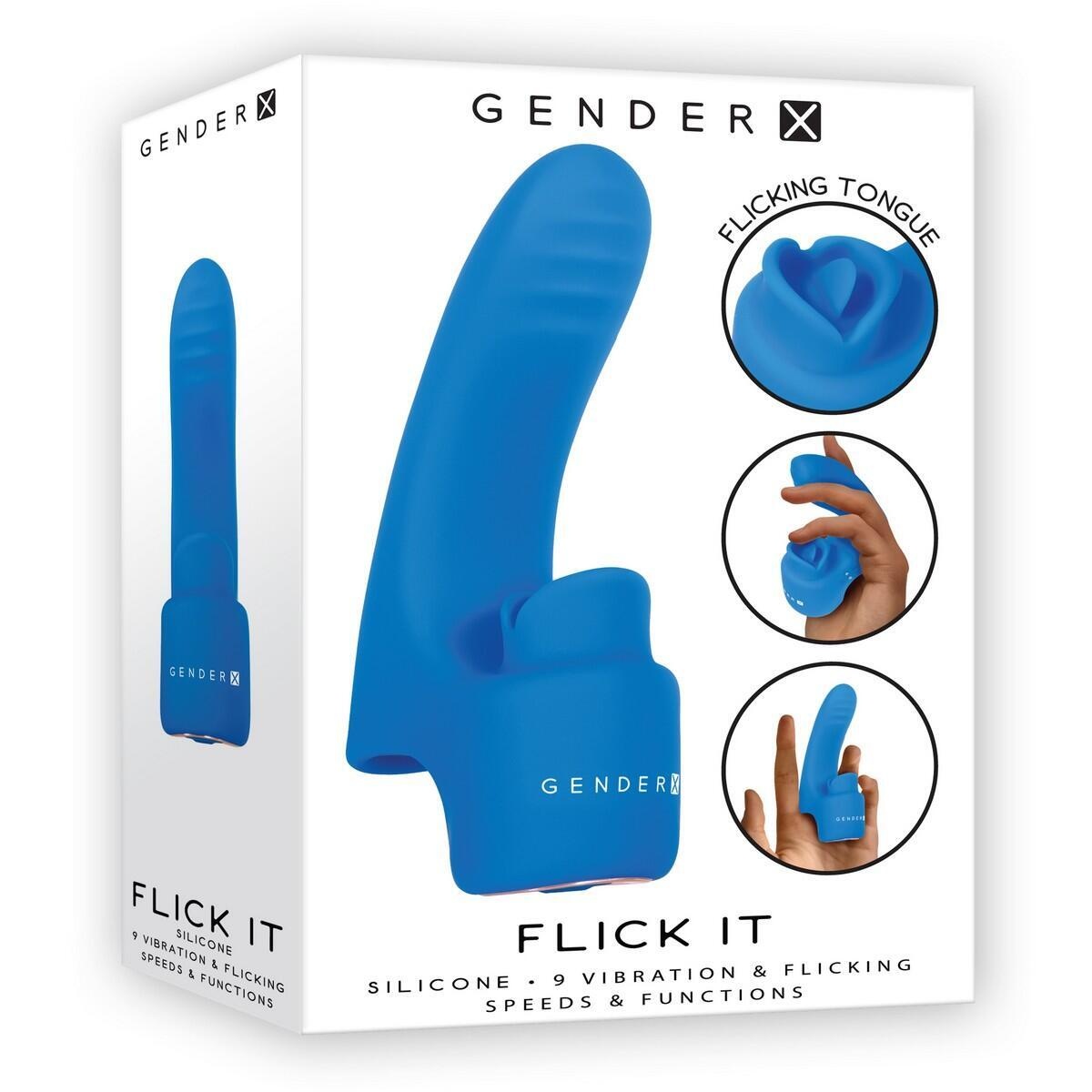 Вибронасадка на палец с имитацией движений языком Evolved Gender-X Flick It, синий
