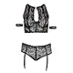 Комплект кружевной с фиксацией Orion Cottelli Bondage черный, 95F/2XL