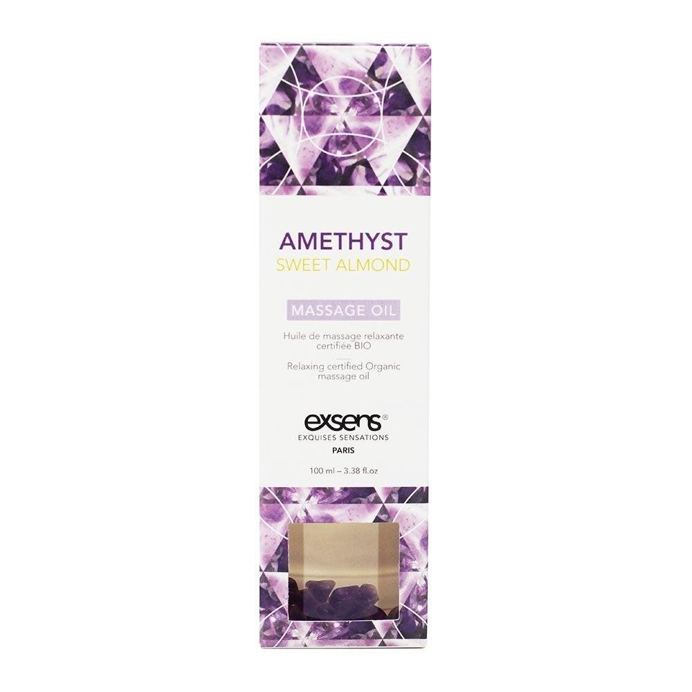 Массажное масло Exsens Massage Oil Amethyst Sweet Almond с кристаллами аметиста, 100 мл