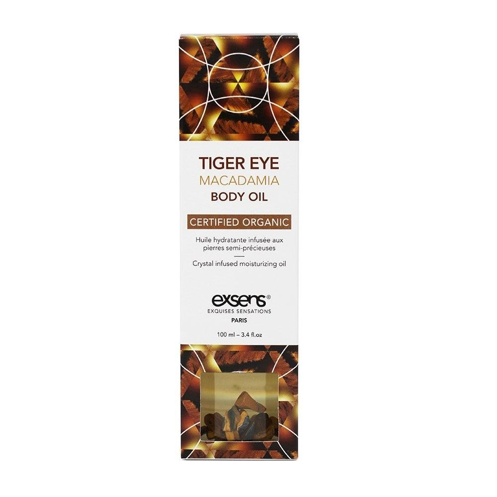Массажное масло Exsens Sertified Organic Tiger Eye Macadamia с кристаллами тигрового глаза, 100 мл