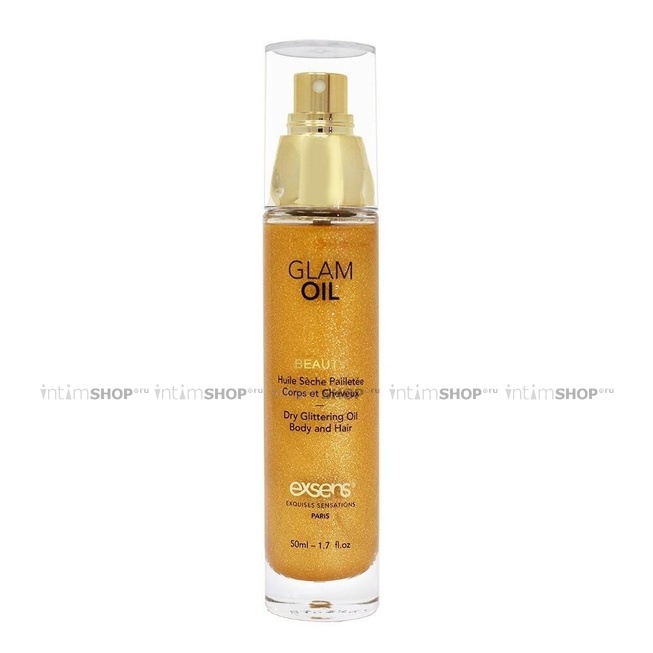 фото Сухое масло с блеском Exsens Beauty Glam Oil, золотистый шиммер, 50 мл