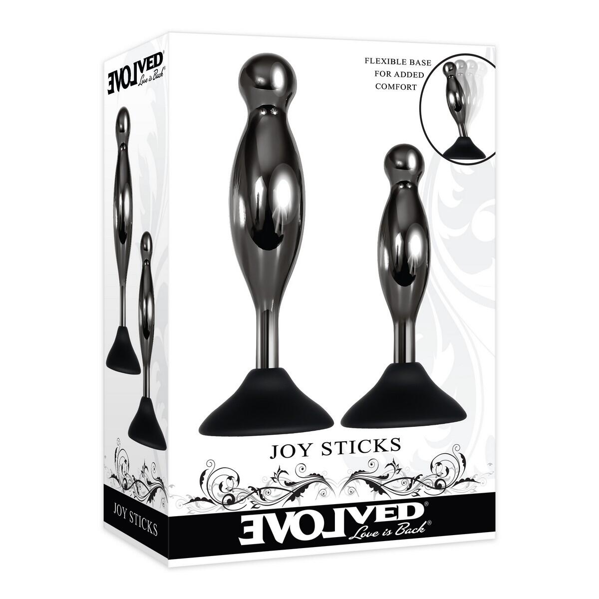 Набор анальных стимуляторов Evolved Joy Sticks на присоске, серебристый