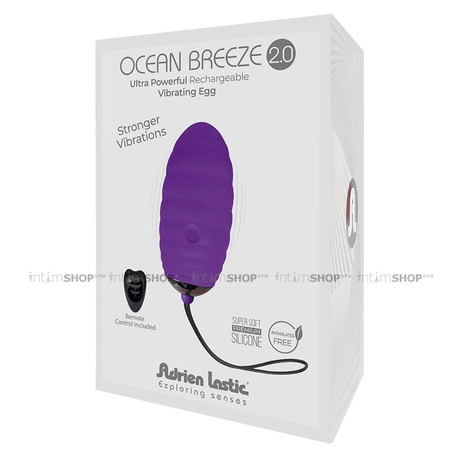 Виброяйцо Adrien Lastic Ocean Breeze 2.0 с пультом ДУ, фиолетовый - фото 3