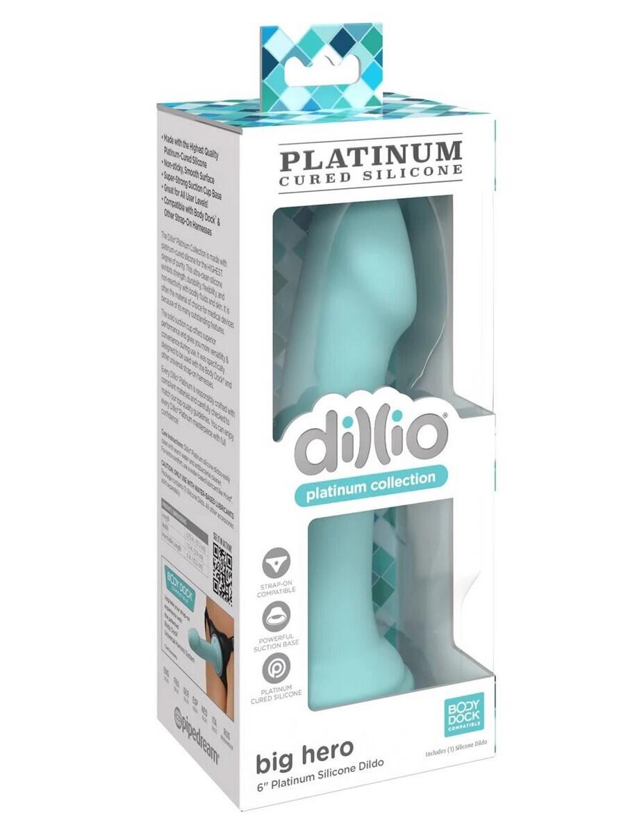 Фаллоимитатор на присоске Pipedream Big Hero Dillio Platinum Collection 17.2 см, бирюзовый 