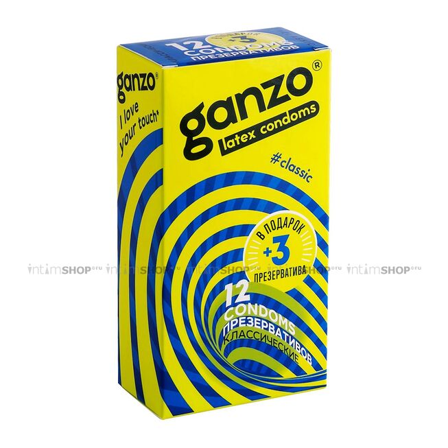 Презервативы классические Ganzo Classic, 12 шт + 3 шт
