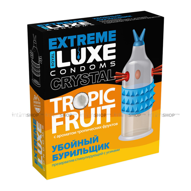 Презерватив стимулирующий Luxe Extreme Убойный бурильщик Тропические фрукты , 1 шт