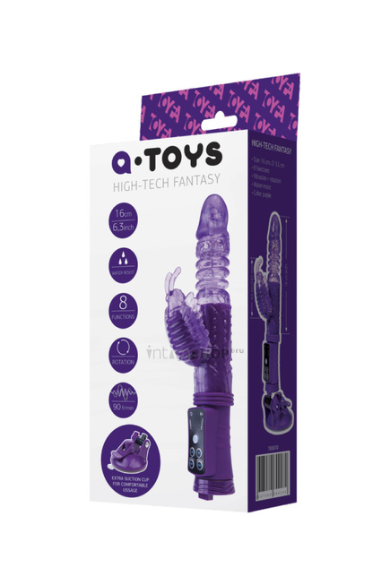 Фрикционный вибратор-кролик с ротацией Toyfa A-Toys High-Tech fantasy, темно-фиолетовый от IntimShop