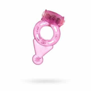 Эрекционное кольцо Toyfa с вибропулей и язычком, розовое