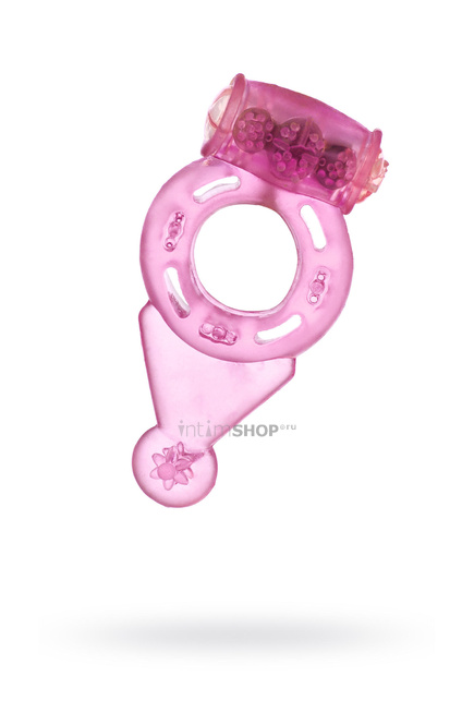 фото Эрекционное кольцо Toyfa с вибропулей и язычком, розовое, купить