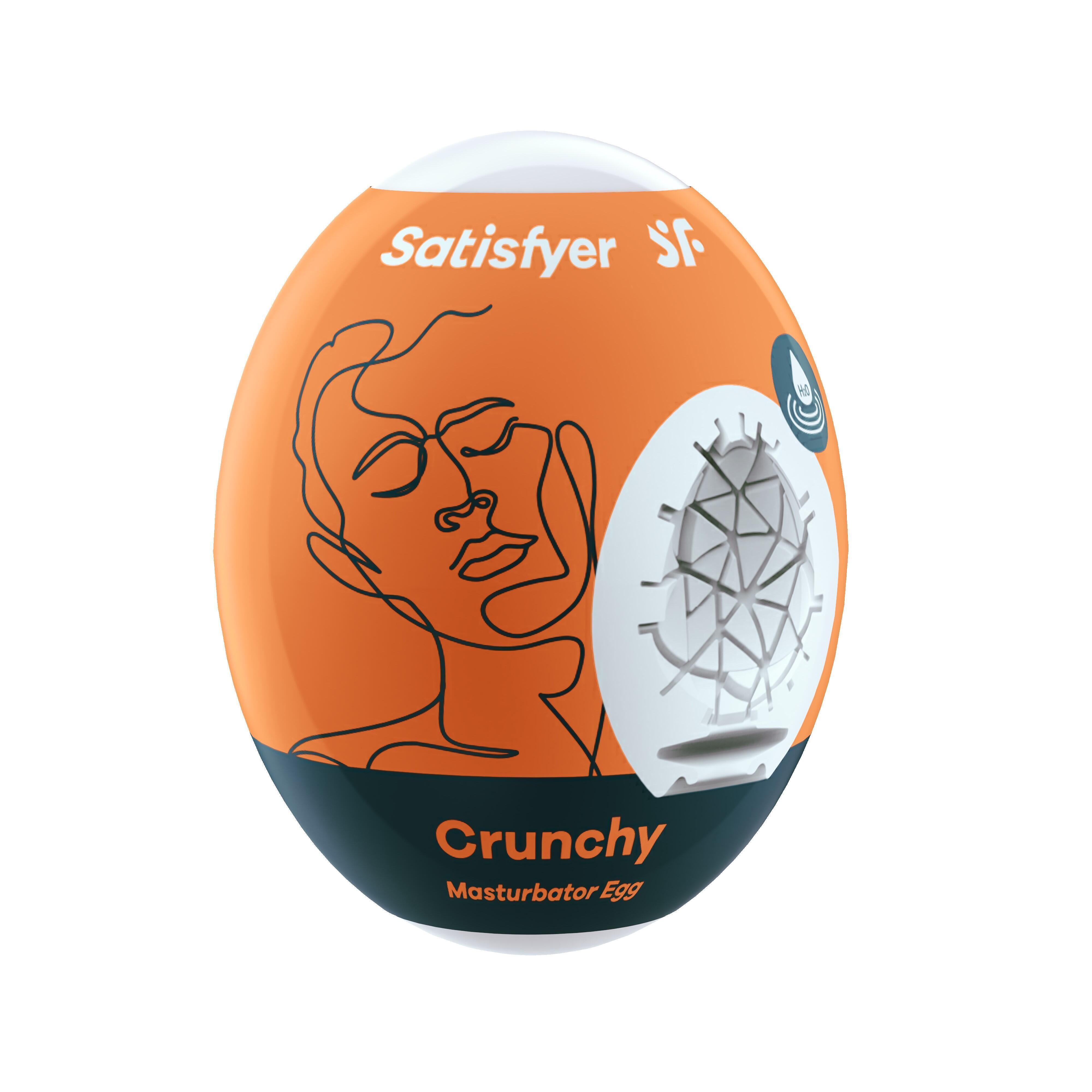 Мастурбатор с самолубрикацией Satisfyer Egg Single Crunchy, белый 