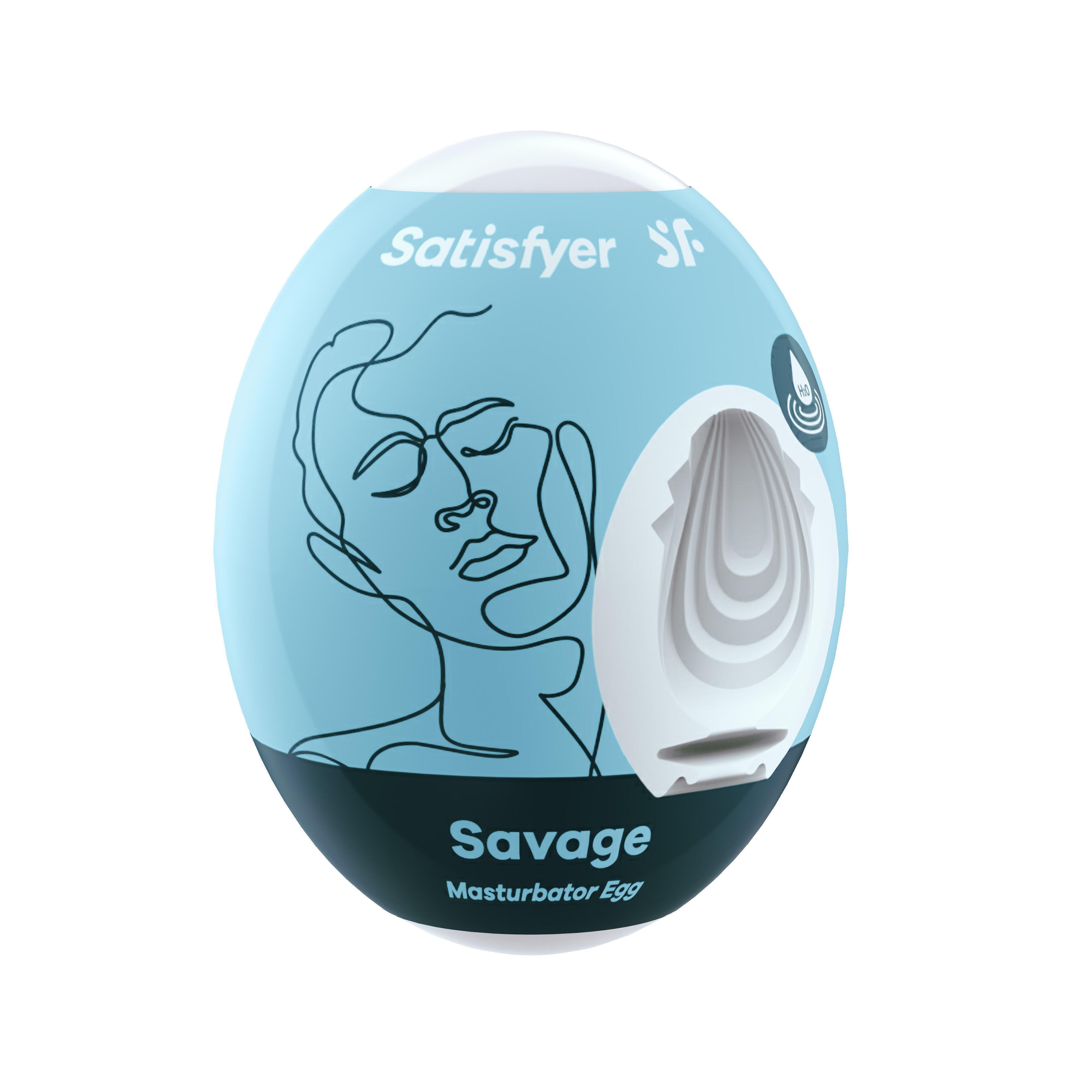 Мастурбатор с самолубрикацией Satisfyer Egg Single Savage, белый 
